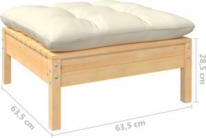 vidaXL 2-osobowa sofa ogrodowa z kremowymi poduszkami, drewno sosnowe 6