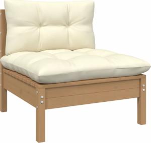 vidaXL Ogrodowa sofa środkowa z poduszkami, miodowy brąz, lita sosna 1