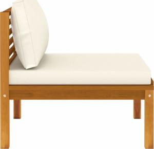 vidaXL Moduł środkowy sofy, z kremową poduszką, lite drewno akacjowe 5