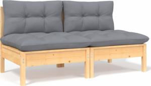 vidaXL 2-osobowa sofa ogrodowa z szarymi poduszkami, drewno sosnowe 1