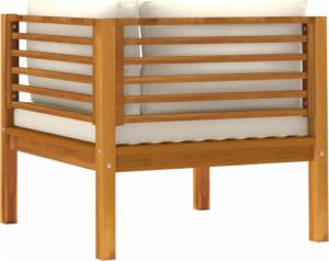 vidaXL Moduł sofy narożnej z kremową poduszką, drewno akacjowe 5