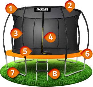 Trampolina ogrodowa Neo-Sport NS-12C201 z siatką wewnętrzną 12.5 FT 374 cm 8