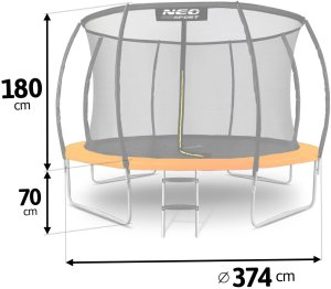 Trampolina ogrodowa Neo-Sport NS-12C201 z siatką wewnętrzną 12.5 FT 374 cm 8