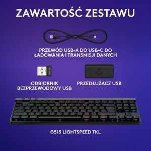 Klawiatura Logitech G515 Lightspeed TKL (920-012538) + G733 Lightspeed Czarne (981-000864) 9