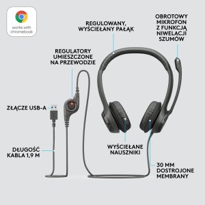 Kamera internetowa Logitech Brio 300 Graphite (960-001436) + H390 (981-000406) 16