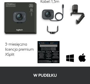 Kamera internetowa Logitech StreamCam (960-001281) + H390 (981-000406) 4
