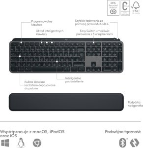 Klawiatura + mysz Logitech MX Keys S Combo Graphite (920-011614) + Brio 100 (960-001585) 8