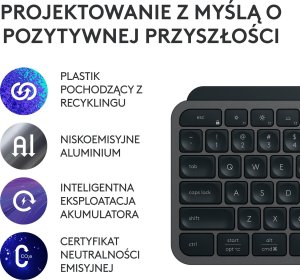Klawiatura Logitech MX Keys S Plus Bezprzewodowa Graphite US (920-011589) + Brio 100 (960-001585) 6