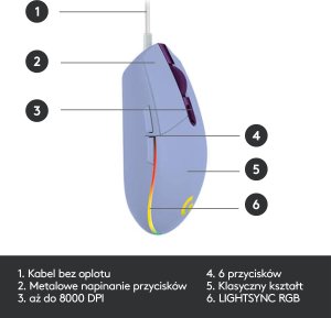 Mysz Logitech G102 Lightsync (910-005854) + G Pro X Czarne (981-000818) 3