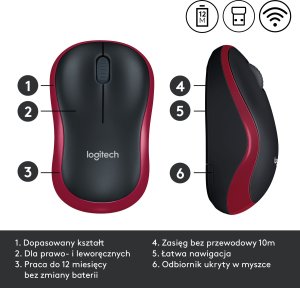 Mysz Logitech M185 Czerwona (910-002240) + Studio Series - GRAPHITE (956-000049) 12