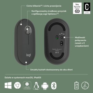 Mysz Logitech Pebble Mouse 2 M350s (910-007015) + Studio Series - MID GREY (956-000052) 2