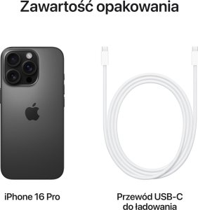 Smartfon Apple iPhone 16 Pro 128GB Black Titanium (MYND3) z ładowarką 24
