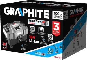 Odkurzacz przemysłowy Graphite Odkurzacz przemysłowy Graphite 58GE105 + akumulator 4 Ah z ładowarką 58GE132 4