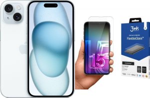 Smartfon Apple iPhone 15 128GB Blue (MTP43) + FlexibleGlass 1