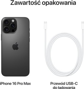 Smartfon Apple iPhone 16 Pro Max 256GB Black Titanium (MYWV3) + FlexibleGlass 10
