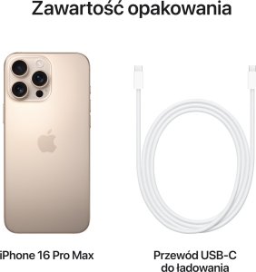 Smartfon Apple iPhone 16 Pro Max 256GB Desert Titanium (MYWX3) + FlexibleGlass 10