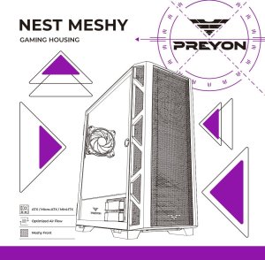 Obudowa PREYON Obudowa PREYON Nest Meshy (PRENM02B) + Zasilacz PREYON EAGLE POWER GOLD 850W 3