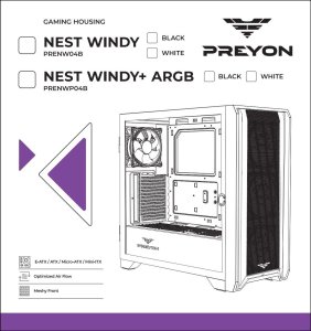 Obudowa PREYON Obudowa PREYON Nest Windy+ Black + Zasilacz PREYON EAGLE POWER GOLD 850W 4