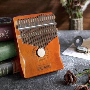Zenwire Kalimba Instrument Afrykański Pianino Zanza Mbira 17 klawiszowa Drewniana Brązowa K-01 11