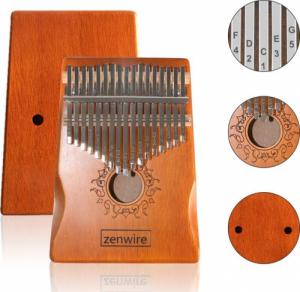 Zenwire Kalimba Instrument Afrykański Pianino Zanza Mbira 17 klawiszowa Drewniana Brązowa K-01 13