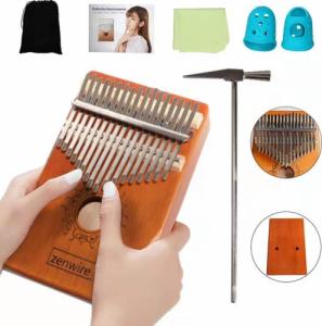 Zenwire Kalimba Instrument Afrykański Pianino Zanza Mbira 17 klawiszowa Drewniana Brązowa K-01 16
