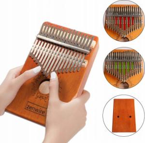 Zenwire Kalimba Instrument Afrykański Pianino Zanza Mbira 17 klawiszowa Drewniana Brązowa K-01 2