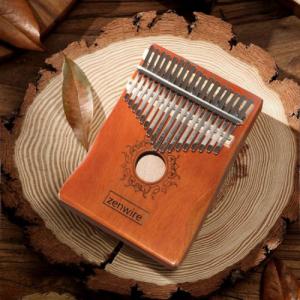 Zenwire Kalimba Instrument Afrykański Pianino Zanza Mbira 17 klawiszowa Drewniana Brązowa K-01 3