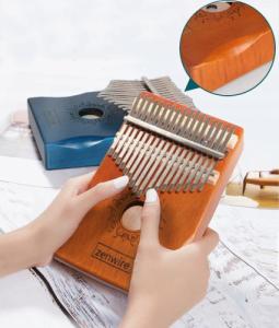 Zenwire Kalimba Instrument Afrykański Pianino Zanza Mbira 17 klawiszowa Drewniana Brązowa K-01 4
