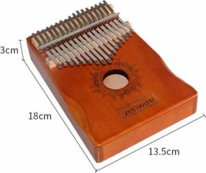 Zenwire Kalimba Instrument Afrykański Pianino Zanza Mbira 17 klawiszowa Drewniana Brązowa K-01 8