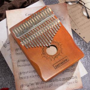Zenwire Kalimba Instrument Afrykański Pianino Zanza Mbira 17 klawiszowa Drewniana Brązowa K-01 9