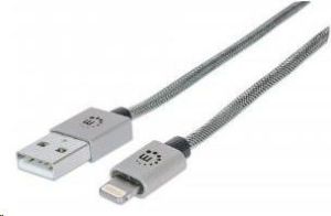 Kabel USB Manhattan Lightning 1m Srebrny (394338) 1