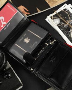 Ronaldo Składany, pionowy portfel męski z połyskującej skóry naturalnej Ronaldo NoSize 7