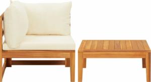 vidaXL 2-cz. zestaw wypoczynkowy do ogrodu, kremowe poduszki, akacja 2