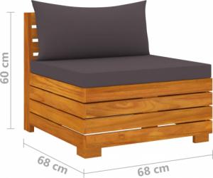 vidaXL 2-osobowa sofa ogrodowa z poduszkami, lite drewno akacjowe 7