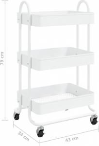 vidaXL 3-poziomowy pomocniczy, biały, 43x34x79 cm, stalowy 7