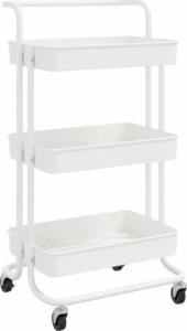 vidaXL 3-poziomowy wózek kuchenny, biały, 42x25x83,5 cm, żelazo i ABS 2
