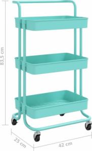 vidaXL 3-poziomowy wózek kuchenny, turkus, 42x25x83,5 cm, żelazo i ABS 6
