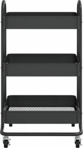 vidaXL 3-poziomowy wózek pomocniczy, czarny, 43x34x79 cm, stalowy 3