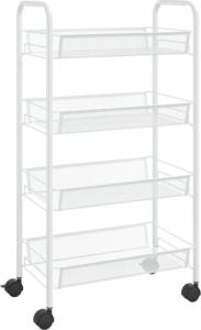 vidaXL 4-piętrowy wózek kuchenny, biały, 46x26x85 cm, żelazo 2