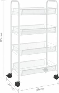 vidaXL 4-piętrowy wózek kuchenny, biały, 46x26x85 cm, żelazo 7