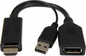Adapter AV Gembird HDMI - DisplayPort + USB-A czarny (A-HDMIM-DPF-01) 1