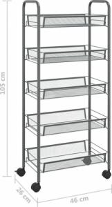 vidaXL 5-poziomowy wózek kuchenny, szary, 46x26x105 cm, żelazo (336330) 7