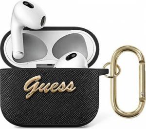 Guess Etui ochronne Saffiano Script Metal Collection do AirPods 3 GUA3SASMK czarne 1