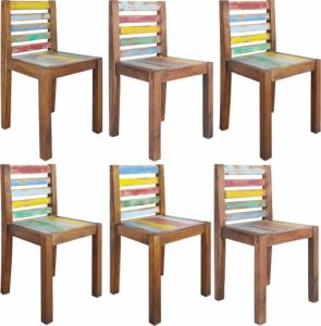 vidaXL Krzesła stołowe, 6 szt., lite drewno z odzysku 1