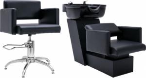vidaXL Myjka i krzesło fryzjerskie, sztuczna skóra 1