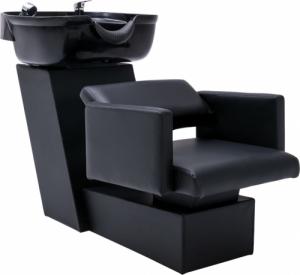 vidaXL Myjnia fryzjerska, fotel z umywalką, czarna, 129x59x82 cm 1