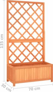 vidaXL Ogrodowa donica z kratką, brązowa, 70x30x135 cm, drewno jodłowe 7