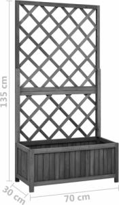 vidaXL Ogrodowa donica z kratką, czarna, 70x30x135 cm, drewno jodłowe 7