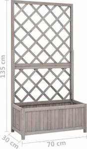 vidaXL Ogrodowa donica z kratką, szara, 70x30x135 cm, drewno jodłowe 7