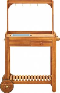vidaXL Ogrodowy wózek kuchenny, lite drewno akacjowe, 92x43,5x141,5 cm 3